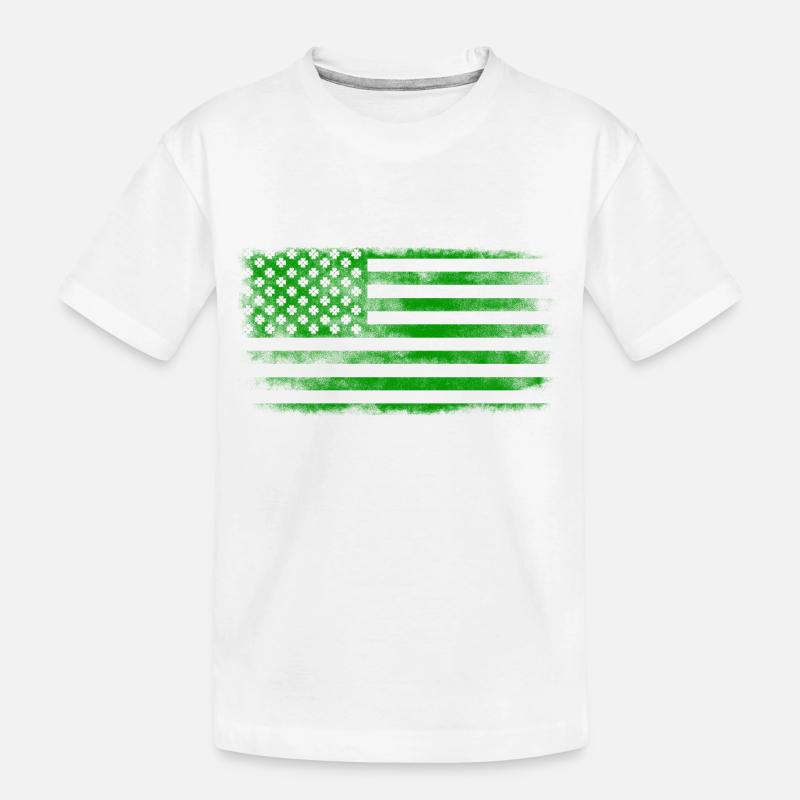 Drapeau de la Saint-Patrick irlandais américain lavé - T-shirt bio Premium Enfant - blanc