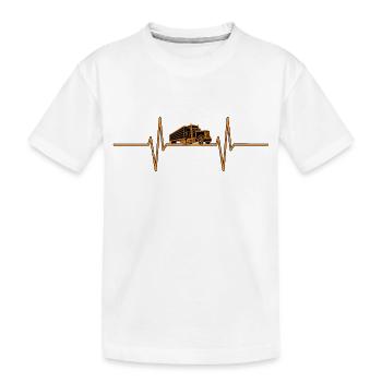 Herzschlag mit LKW - Kinder Premium Bio T-Shirt - Weiß - Vorne
