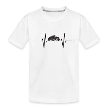 Herzschlag mit LKW - Kinder Premium Bio T-Shirt - Weiß - Vorne