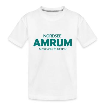 Amrum Koordinaten Ebbe Flut Nordsee - Kinder Premium Bio T-Shirt - Weiß - Vorne