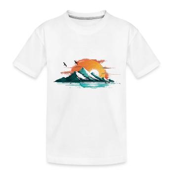 Abstrakte Berglandschaft im Sonnenuntergang - Kinder Premium Bio T-Shirt - Weiß - Vorne