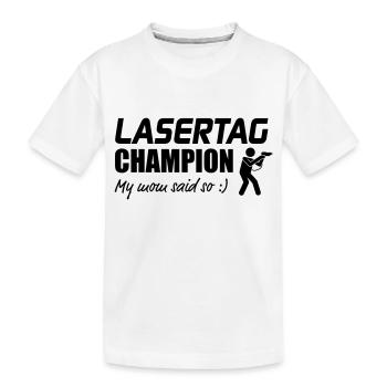 Champion de Laser Tag Ma Maman triste tellement - T-shirt bio Premium Enfant - blanc - Devant