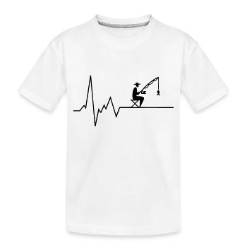 Herzschlag Angeln - Kinder Premium Bio T-Shirt - Weiß - Vorne
