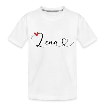 Lena Name Vorname Kalligrafieherz - Kinder Premium Bio T-Shirt - Weiß - Vorne