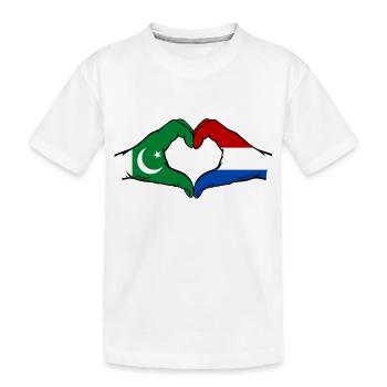 Pakistan Holland Flagge Haende Herzform - Kinder Premium Bio T-Shirt - Weiß - Vorne