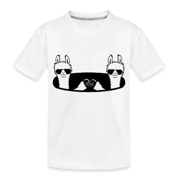 2 Lama Team Freunde Sonnenbrille Fist Pump Loch - Kinder Premium Bio T-Shirt - Weiß - Vorne