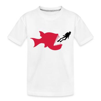 monster taucher tiefsee fisch gefaehrlich zaehne h - Kinder Premium Bio T-Shirt - Weiß - Vorne