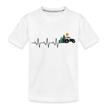 Tractor Heartbeat Gift Heartbeat Farmer - Kids' Premium Organic T-Shirt - white - Front