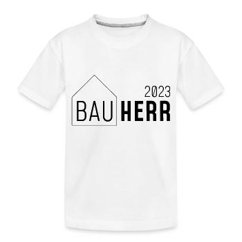 Bauherr 2023 // mit Haus //dunkel - Kinder Premium Bio T-Shirt - Weiß - Vorne