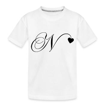 Lettre n calligraphie cœur - T-shirt bio Premium Enfant - blanc - Devant
