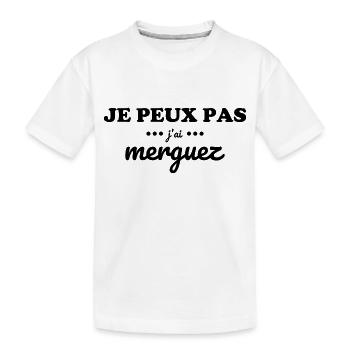 "T-shirt "Je peux pas j'ai merguez" - T-shirt bio Premium Enfant - blanc - Devant