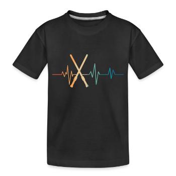 Retro Lightsaber Heartbeat - Kids' Premium Organic T-Shirt - black - Front