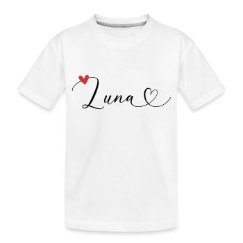 Luna Name First Name Calligraphy Heart - Kids' Premium Organic T-Shirt - white - Front
