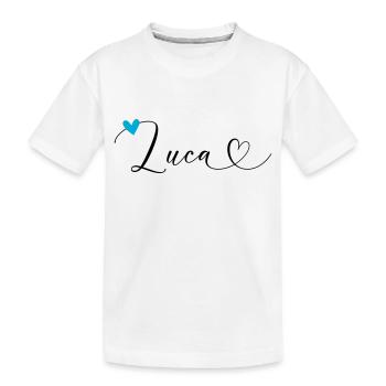 Luca Nom Prénom Calligraphie Coeur - T-shirt bio Premium Enfant - blanc - Devant