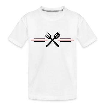 Grill Besteck Grillen Symbol - Kinder Premium Bio T-Shirt - Weiß - Vorne