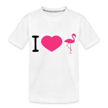 herz i love liebe silhouette umriss flamingo clipa - Kinder Premium Bio T-Shirt - Weiß - Vorne
