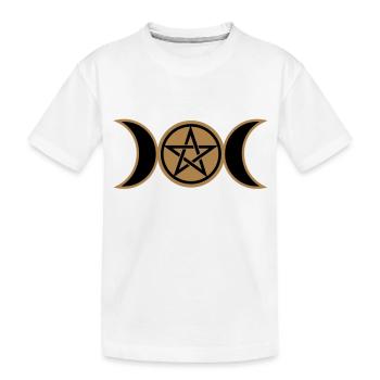 Pentacle, Pentagramme- lune triple Wicca, amulette - T-shirt bio Premium Enfant - blanc - Devant