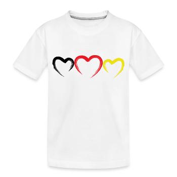 Deutschlandfahne Deutschlandflagge Herz - Kinder Premium Bio T-Shirt - Weiß - Vorne