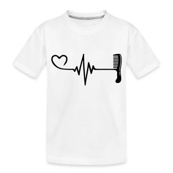 Kamm Friseur Puls Herz Liebe - Kinder Premium Bio T-Shirt - Weiß - Vorne
