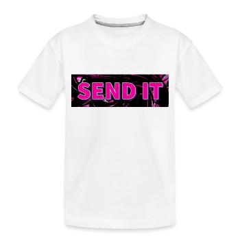SEND IT Boxlogo - Kinder Premium Bio T-Shirt - Weiß - Vorne