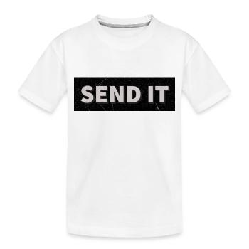 SEND IT Boxlogo - Kinder Premium Bio T-Shirt - Weiß - Vorne