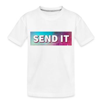 SEND IT Boxlogo - Kinder Premium Bio T-Shirt - Weiß - Vorne