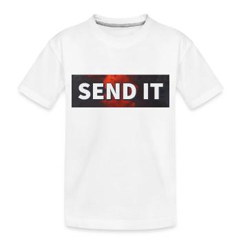 SEND IT Boxlogo - Kinder Premium Bio T-Shirt - Weiß - Vorne