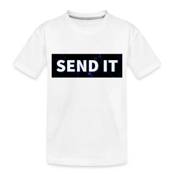 SEND IT Boxlogo - Kinder Premium Bio T-Shirt - Weiß - Vorne