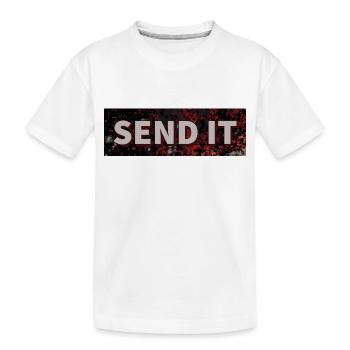 SEND IT Boxlogo - Kinder Premium Bio T-Shirt - Weiß - Vorne