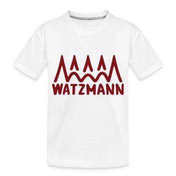 Watzmann-Schriftzug, Alpen Berge im Hintergrund - Kinder Premium Bio T-Shirt - Weiß - Vorne