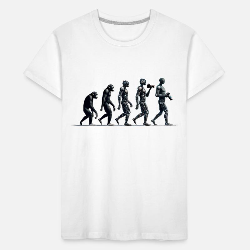 Évolution photographe: du singe au photographe IA T-shirt bio Premium Enfant