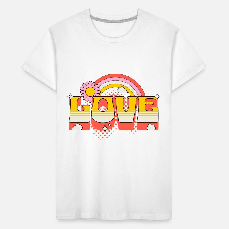 Love Liebe Schrift Blume Regenbogen Wolken Kunst Kinder Premium Bio T-Shirt