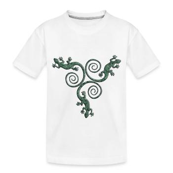 GECKO triple 3 - Kinder Premium Bio T-Shirt - Weiß - Vorne