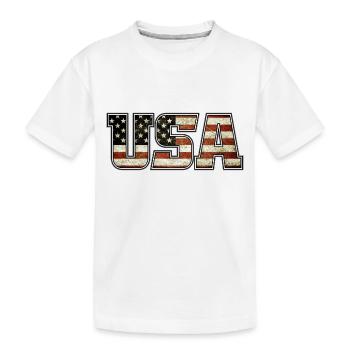 USA - Kinder Premium Bio T-Shirt - Weiß - Vorne