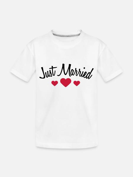 Just Married Hearts Logo Design - T-shirt bio Premium Enfant - blanc