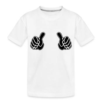 pair of pointing hands - Kids' Premium Organic T-Shirt - white - Front