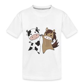 Kuh Pferd Ponny Bauernhof süße Tiere für Kinder - Kinder Premium Bio T-Shirt - Weiß - Vorne