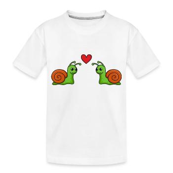 Schnecke Comic Paar liebe - Kinder Premium Bio T-Shirt - Weiß - Vorne