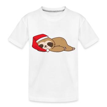 Noël Noël paresseux dormir Père Noël chapeau - T-shirt bio Premium Enfant - blanc - Devant