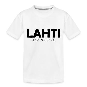 Lahti - Finland - Coordinates Longitude Latitude - Kids' Premium Organic T-Shirt - white - Front