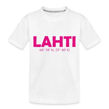 Lahti - Finlande - Coordonnées - Longitude Latitude - T-shirt bio Premium Enfant - blanc - Devant