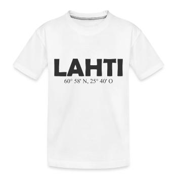 Lahti - Finland - Coordinates - Longitude Latitude - Kids' Premium Organic T-Shirt - white - Front