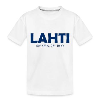 Lahti - Finlande - Coordonnées - Longitude Latitude - T-shirt bio Premium Enfant - blanc - Devant