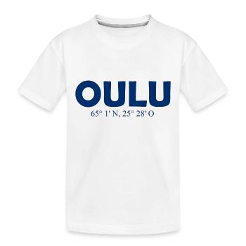 Oulu - Finland - Coordinates - Longitude Latitude - Kids' Premium Organic T-Shirt - white - Front