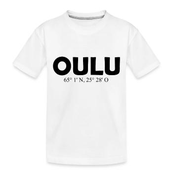Oulu - Finlande - Coordonnées - Longitude Latitude - T-shirt bio Premium Enfant - blanc - Devant