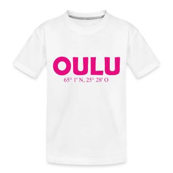 Oulu - Finlande - Coordonnées - Longitude Latitude - T-shirt bio Premium Enfant - blanc - Devant
