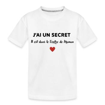 J'ai un secret, il est dans le ventre de maman - T-shirt bio Premium Enfant - blanc - Devant
