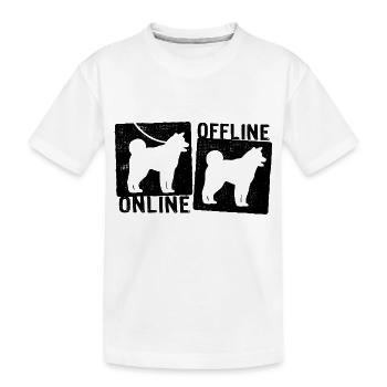 Online Offline - Akita Dog Dog Leash - Kids' Premium Organic T-Shirt - white - Front