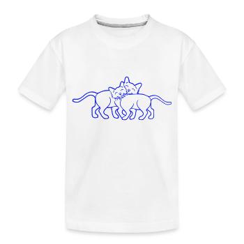2 Glückliche Katzen Pärchen Freunde Schmusen Paar - Kinder Premium Bio T-Shirt - Weiß - Vorne