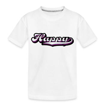 "Happy" pink blue - Kids' Premium Organic T-Shirt - white - Front